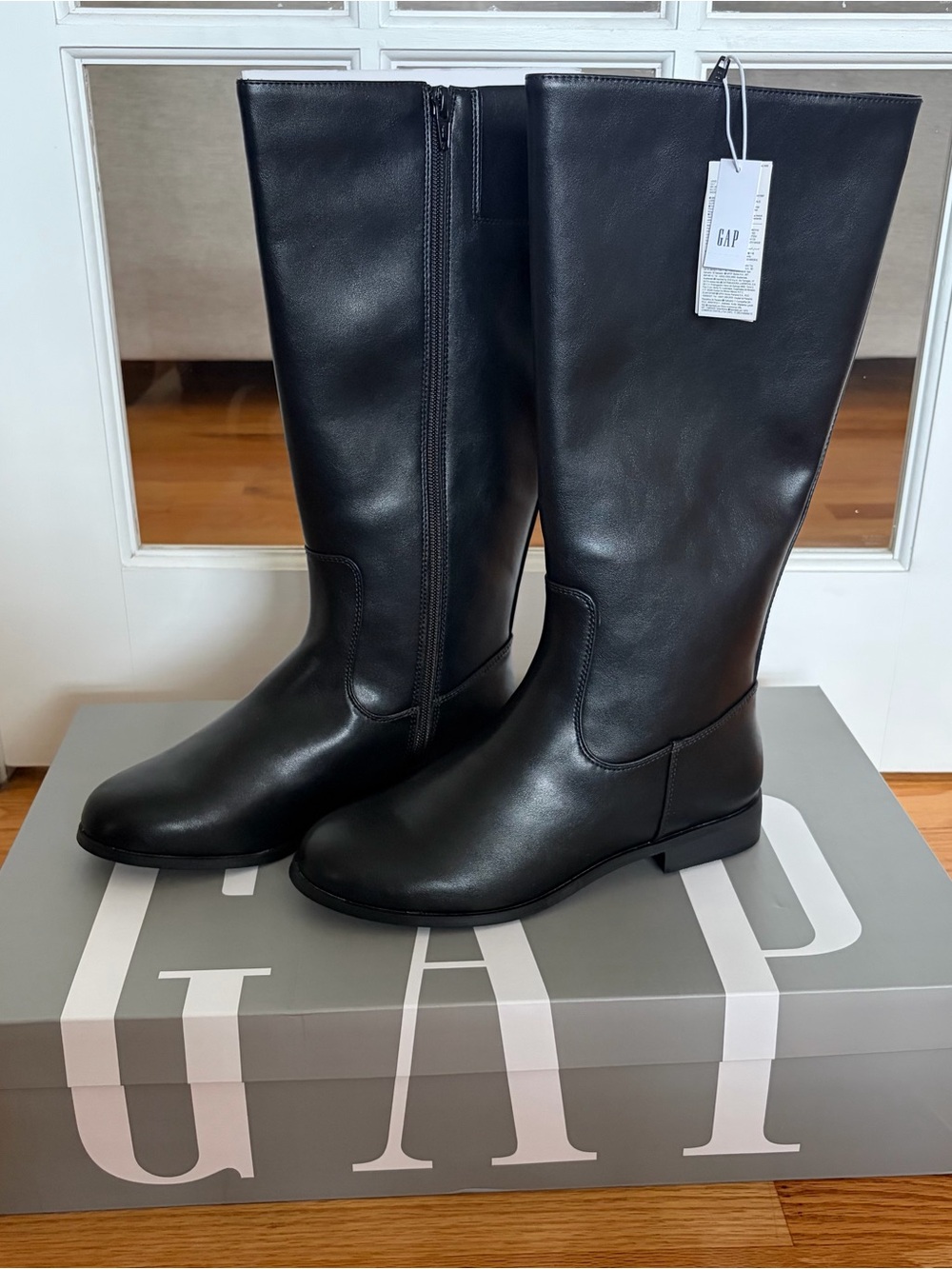 (NWT) GAP Black Tall Leather Riding Boots